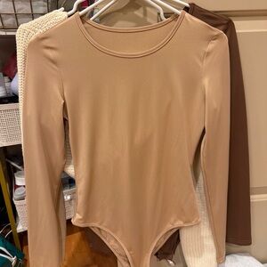 Tan Long Sleeve Bodysuit